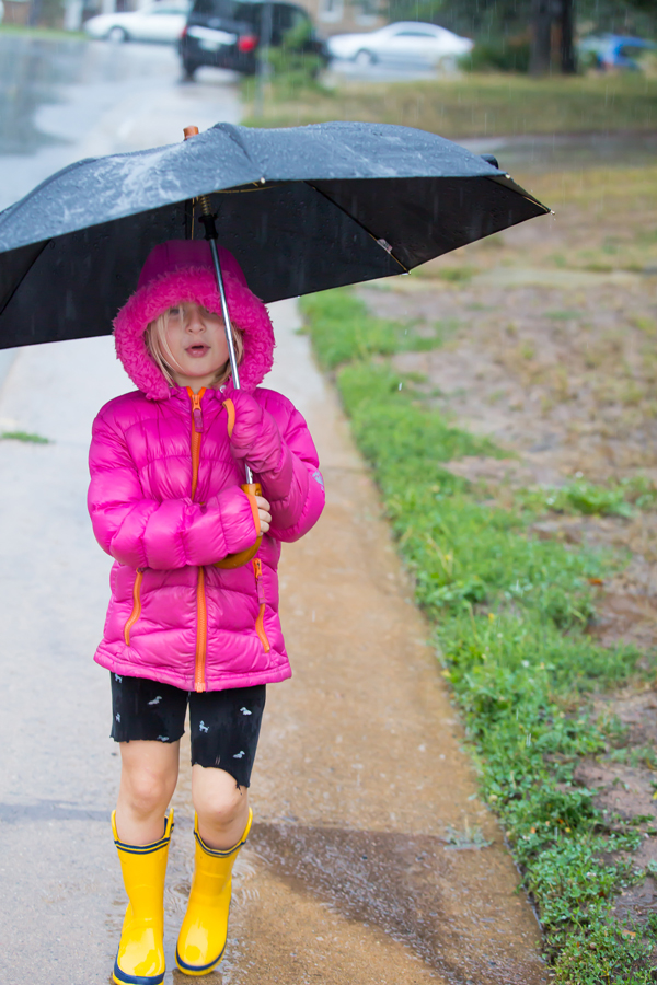 walking in the rain, during the September 12-14, 2013 floods in Boulder, Colorado. 