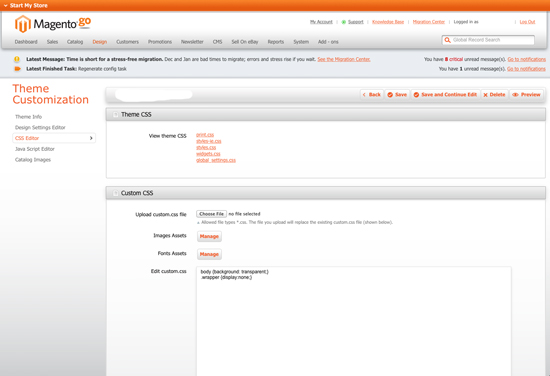Magento Go CSS Editor - Screenshot