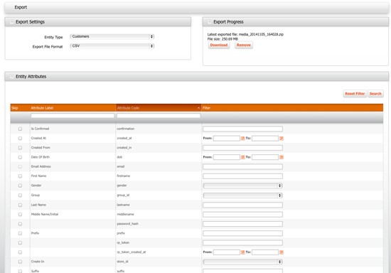 Magento Go - Export Customers for Site Migration - Screenshot