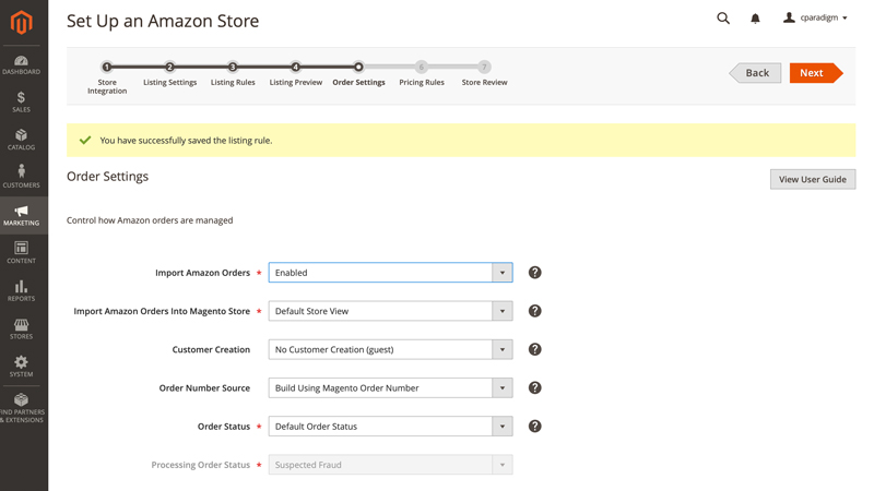 Order Import settings for Amazon Sales Channel for Magento
