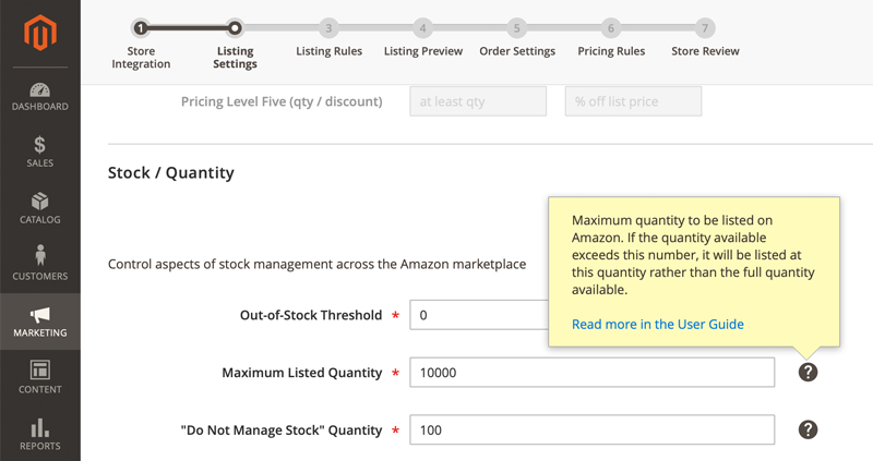 Stock Quantity for Listing Products in Amazon Seller Central - Amazon Sales Channel for Magento