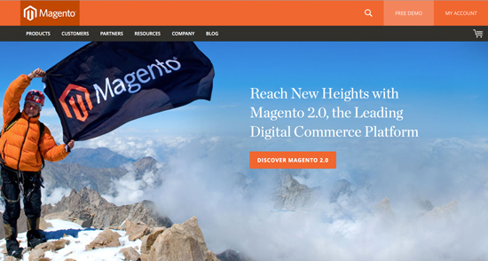 Magento 2.0 Has Launched! (Screenshot of Magento Home Page)