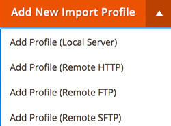 Add New Import Profile - local - HTTP - FTP - SFTP for Inventory Synch for Magento 2.0