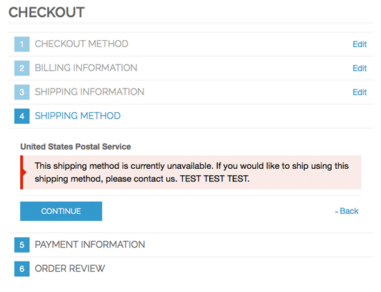 Magento Shipping Method is Currently Unavailable