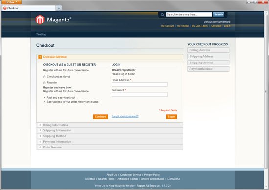 Magento Community Default Checkout Screen