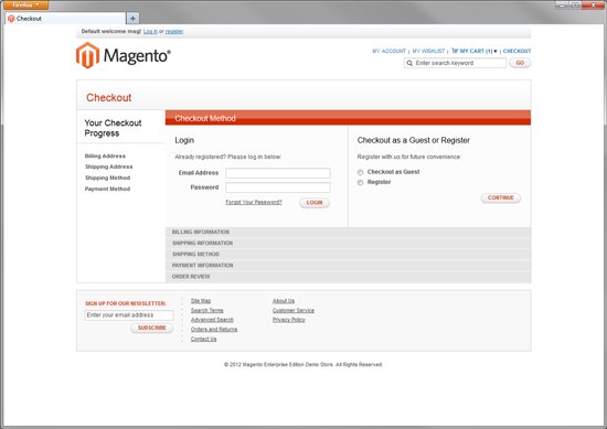 Magento Enterprise Default Checkout Screen
