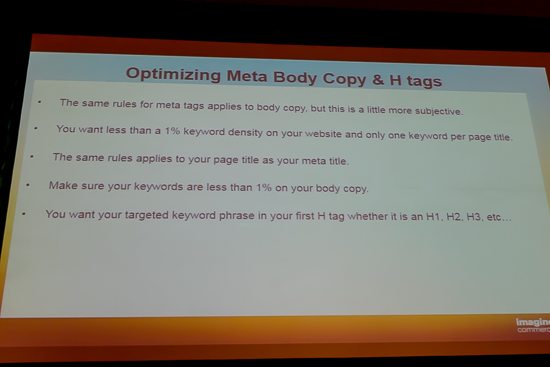 Optimizing Meta Body Copy and H1 Tags