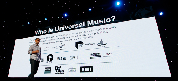 Universal music represents about 40% of the world's recorded music