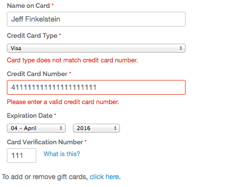 Credit Card Validation - Saved Method
