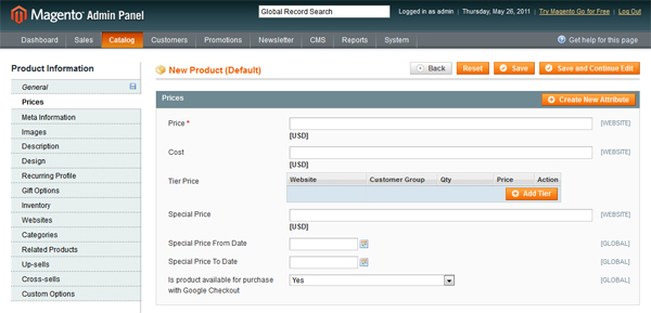 Magento General Product Page