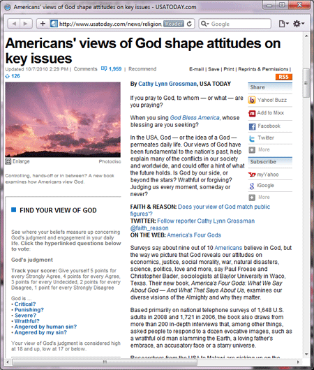 American's views of God Shape attitudes on key issues