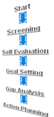 Start --> Screening --> Self Evaluation
