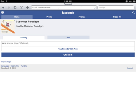 Facebook Places - iPad Checkin