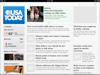 iPad - USA Today reader application