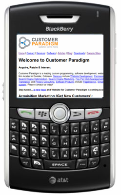 Mobile version of Customer Paradigm's website - using php