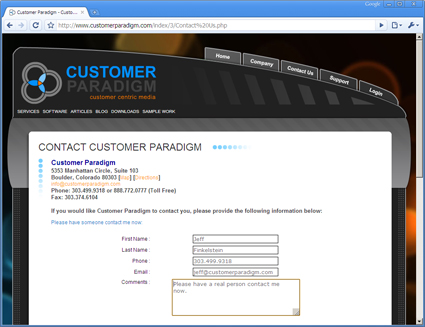 Customer Paradigm Contact Form