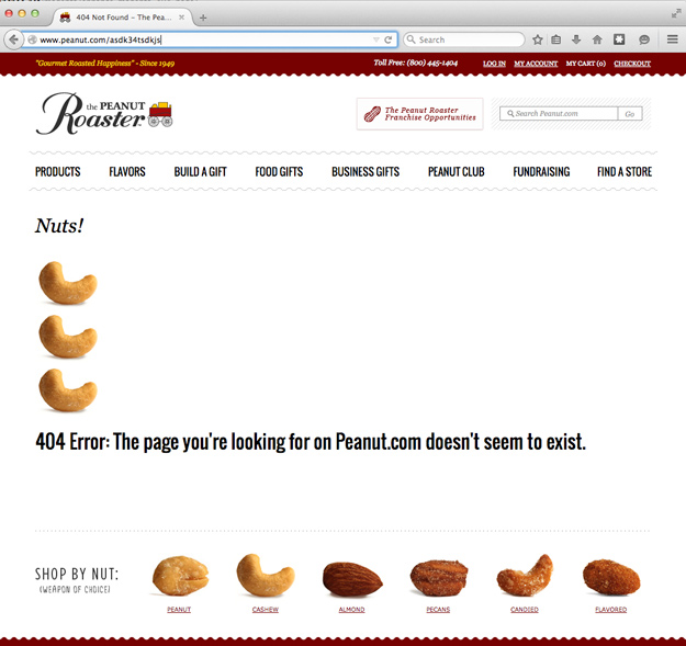Punny Error 404 Page for Peanut.com