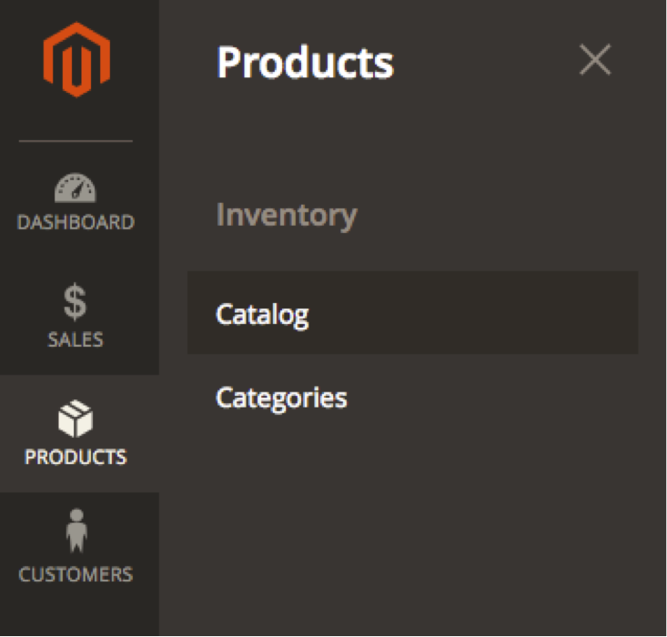 Go to the Products Menu and Select Catalog