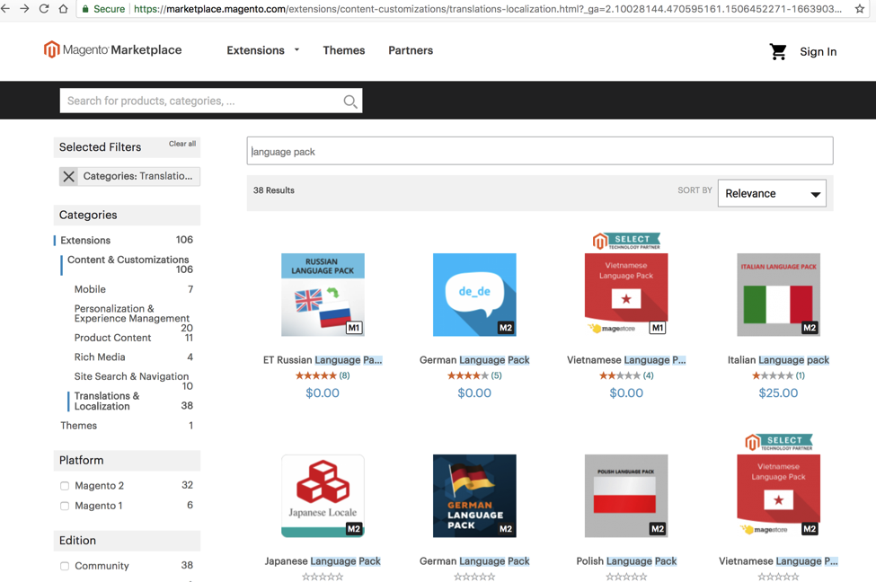 The Magento Marketplace Where You Can Download Different Languages