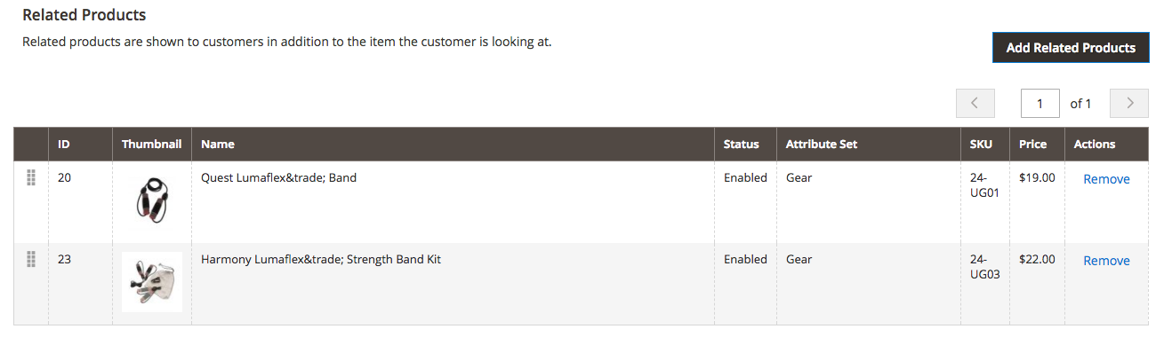 Our Newly Added Related on the Product Edit Screen