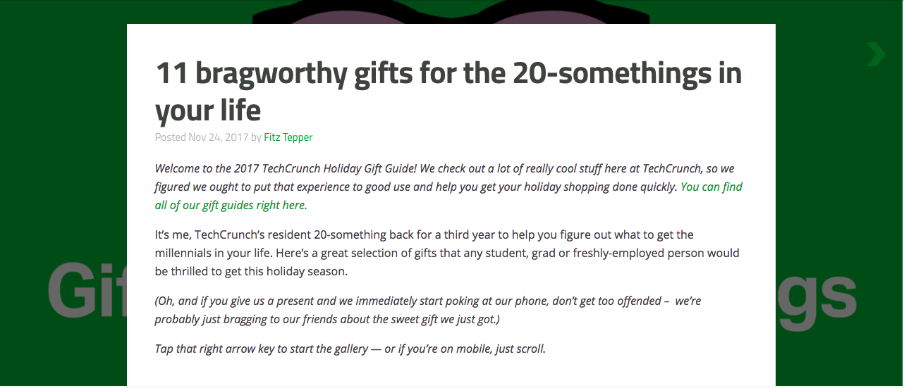 example of a gift guide in a blog post