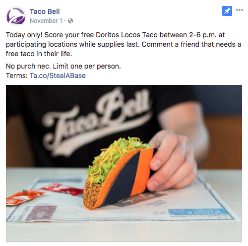 This Taco Bell Facebook Ad Uses Action Words